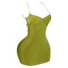 Women's Summer Mini Dress Criss Cross Lace Up Backless Ruched Bodycon Cocktail Party Cami Dresses