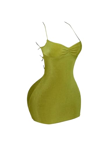 Women's Summer Mini Dress Criss Cross Lace Up Backless Ruched Bodycon Cocktail Party Cami Dresses