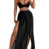 Women's High Waist Split Thigh Cover Up Skirt Sheer Beach Long Skirt Swimwear