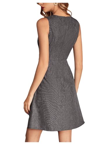 31A-A8RQ1VL.jpg Women's Sleeveless Dresses Elegant A-Line Button Loop Decor Round Neck Sundresses