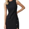 31G02YKU2CL.jpg Women's Crew Neck Sleeveless Mini Dresses Split Button Elegant Formal Dresses