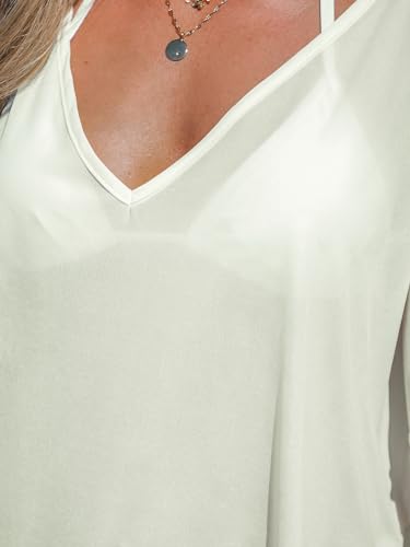Women V-Neck Slit Mini Cover-Up Dress Casual Summer Short Sleeves Solid Cover Up