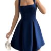 31Ml55i-DsL.jpg Women's Summer Dresses Square Neck Sleeveless A Line Mini Dress Party Cocktail Short Dress