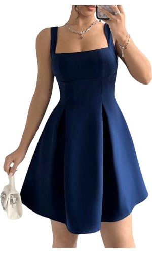 Women's Summer Dresses Square Neck Sleeveless A Line Mini Dress Party Cocktail Short Dress