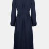 31Pok1oSITL.jpg Fall Dresses for Women V Neck Long Sleeve Tunic Waist Slit Solid Color A Line Midi Casual Dress
