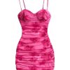 31QDVI6PImL.jpg Women's Summer Floral Corset Dress Spaghetti Strap Ruched Mesh Bodycon Vacation Mini Dresses
