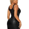 31SAPu2BBeL.jpg Women's Sleeveless Bodycon Tank Dress PU Leather Mini Dresses