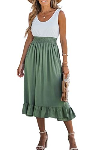 31U6KZeBxL.jpg Women's Summer Midi Dresses Sleeveless Tank Smocked Beach Vacation Hawaiian 2025 Flowy Sundress