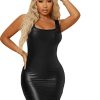 31UYK2gZheL.jpg Women's Sleeveless Bodycon Tank Dress PU Leather Mini Dresses