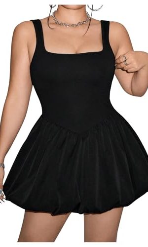 Women's Plus Size Square Neck Sleeveless A Line Bubble Dress Y2k Mini Dresses