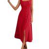 31ga0MgOD1L.jpg Women's Square Neck Button Down Summer Dresses Bow Tie Elegant Midi Dress
