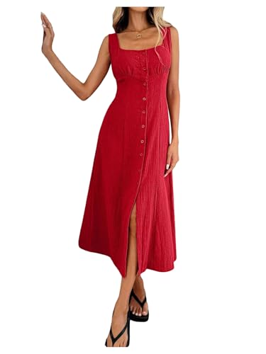 31ga0MgOD1L.jpg Women's Square Neck Button Down Summer Dresses Bow Tie Elegant Midi Dress