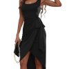 31h5y4RwCqL.jpg Women's Summer Halter Casual Dresses Beach Tank Ruched Midi Dress 2025 Vacation Sundress