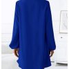 31jAt8GzVAL.jpg Women's V Neck Pullover Shirt Dress A Line Long Lantern Sleeve Flared Loose Mini Dresses