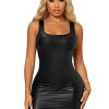 31lz9vY5u1L.jpg Women's Sleeveless Bodycon Tank Dress PU Leather Mini Dresses