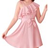 Girl's Sleeveless Ruffle Dresses High Waisted A Line Summer Dress with Belt