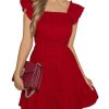 Women's Summer Dresses Ruffle Sleeve Square Neck Flowy Short Dress Going Out Dress