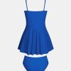 31rfvop8p9L.jpg Women's One Piece Swim Dress Scoop Neck Bathing Suit Ruched Tummy Swimsuit Adjustable Wide Straps Sporty
