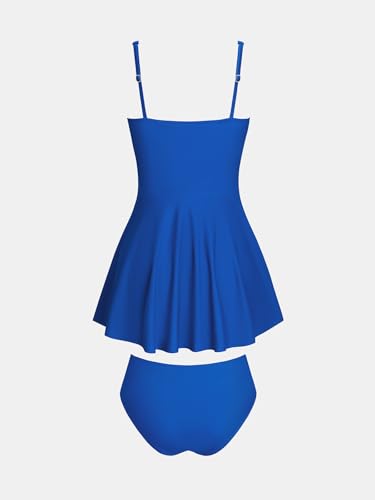 31rfvop8p9L.jpg Women's One Piece Swim Dress Scoop Neck Bathing Suit Ruched Tummy Swimsuit Adjustable Wide Straps Sporty