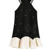 31rudAImqXL.jpg Girl's Pearl Halter Dress Sleeveless Ruffle Hem Color Block Cute Birthday Midi Dresses