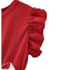 31yu1QJMH8L.jpg Girl's Cute Heart Print Belted High Waist Ruffle Hem Flared A Line Short Dress