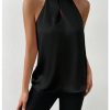 4107fXy-imL.jpg Womens Elegant Twist Front Halter Sleeveless Satin Blouse Keyhole Back Tank Top