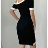 410GSstk7iL.jpg Women's Cold Shoulder Short Sleeve Bodycon Dress Color Block Wrap Summer Dresses