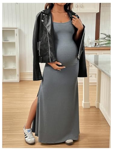 410Xq8CNHbL.jpg Women's Maternity Dress Sleeveless Spaghetti Strap Summer Long Pregnancy Dresses