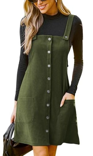 411-z5JKkGL.jpg Casual Dresses for Women Square Neck Button Front Sleeveless Pockets A Line Mini Overall Dress