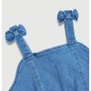 411Tuix-7qL.jpg Girl's Sleeveless Ruched Ruffle Hem Denim Dress Bow Cute A Line Summer Dress