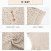 Women Crochet Swim Cover Up Short Sleeve V Neck Bathing Suit Beach Dress Summer Swimwear Coverups