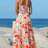 411vqKBYZL.jpg Women's Vacation Summer Dresses Tropical V Neck Elastic Waist Sleeveless Spaghetti Strap Smocked Maxi Dress