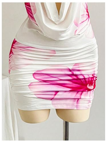 411wD5mhPYL.jpg Women's Club Halter Cowl Neck Dress Draped Going Out Open Back Cocktail Mini Dresses Party Clubwear
