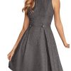 412ynZfcKbL.jpg Women's Sleeveless Dresses Elegant A-Line Button Loop Decor Round Neck Sundresses