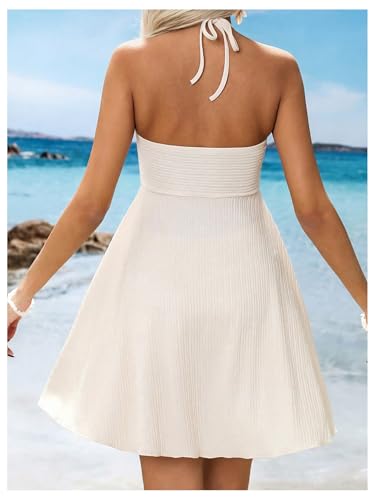 Women's Summer Halter Dress Cut Out Tie Backless Criss Cross Flowy Short Dresses Sundress