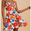 4157mnusTL.jpg Women's Floral Print Cut Out Sleeveless Halter Mini Dress Holiday Flowy Vacation Dresses