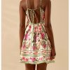 Women's Floral Print Cami Dress Spaghetti Strap A Line Flared Flowy Short Summer Dresses Sundress