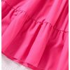 Girl's Ruffle Trim Dress High Waist A Line Casual Party Dress with Belt