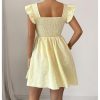 Women's Ruffle Cap Sleeve Square Neck Dress Textured Short Dress Summer Smocked A Line Dresses