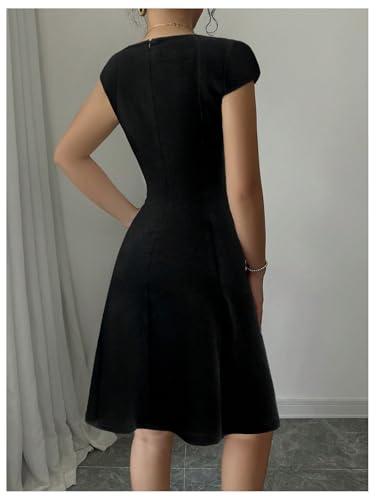 41A4AF4V9NL.jpg Women's Summer Dress Square Neck Cap Sleeve A Line Flared Short Dresses