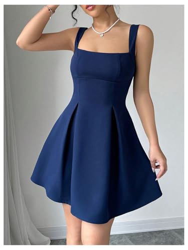 41AE0Uv3LFL.jpg Women's Summer Dresses Square Neck Sleeveless A Line Mini Dress Party Cocktail Short Dress