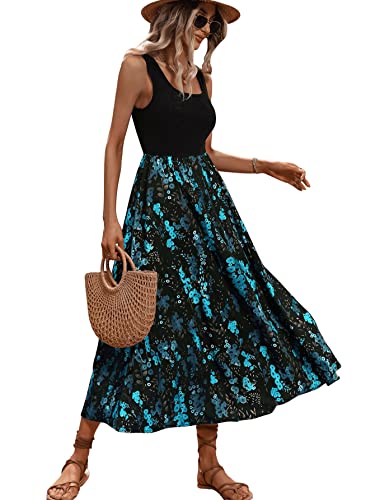 41Af12tA9OL.jpg Women's Scoop Neck Button Front Tank Dress Sleeveless Floral Print Mini Dresses