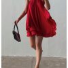 41AgKg3zWGL.jpg Women's Summer Halter Dress 3D Floral Ruffle Swing Flowy Beach Mini Dresses