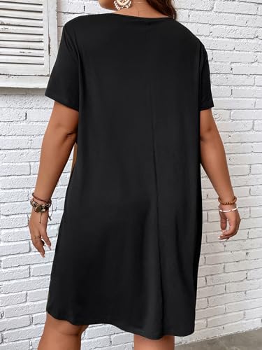 41BhzhRAxL.jpg Women's Plus Size Dress Color Block Short Sleeve T Shirt Dress Casual Summer Dresses