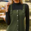 41Dcb5bYeiL.jpg Casual Dresses for Women Square Neck Button Front Sleeveless Pockets A Line Mini Overall Dress