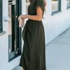 41EHFAEBm4L.jpg Women's V Neck Wrap Dress Twisted Slit Pleated Waist Tie Short Sleeve Summer Midi Dresses