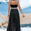 41F2LLTLmL.jpg Summer Dress for Women 2024 Smocked Sleeveless Self Tied Spaghetti Straps Long Beach Casual Dress