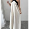 41F66IGVCPL.jpg Women's Backless Halter Maxi Dress Summer Bow Tie Flowy Vacation Party Dresses