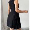 41G0W4DxmL.jpg Women's Summer Mini Dress Button Down Sleeveless Collared V Neck Business Casual A Line Dresses