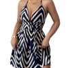 Women's Summer Printed Halter Cami Dress Sleeveless Tie Backless Ruffle Hem Flowy Vacation Short Dresses